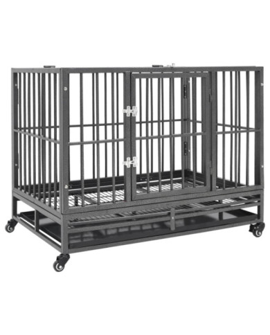 Cage pour chiens avec roues Acier 92x62x76 cm | Mobilier & Déco