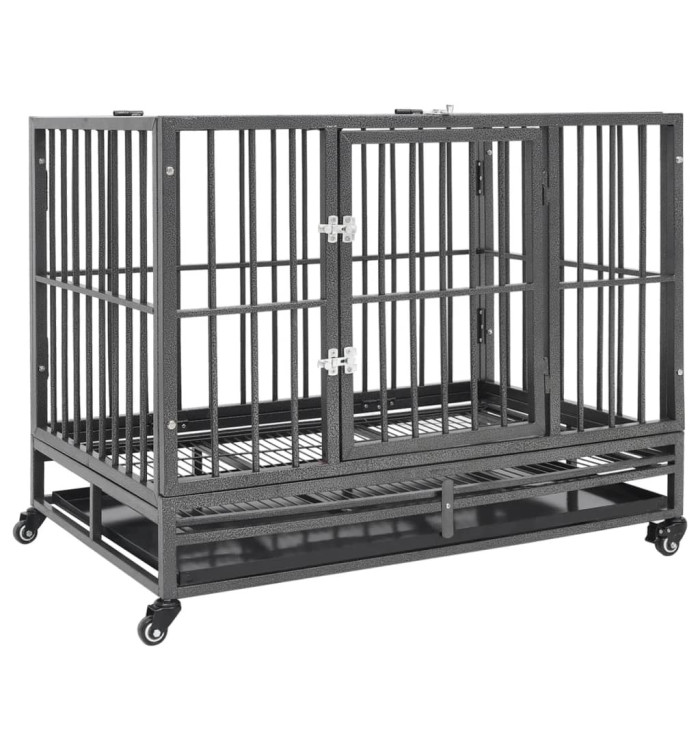 Cage pour chiens avec roues Acier 92x62x76 cm | Mobilier & Déco