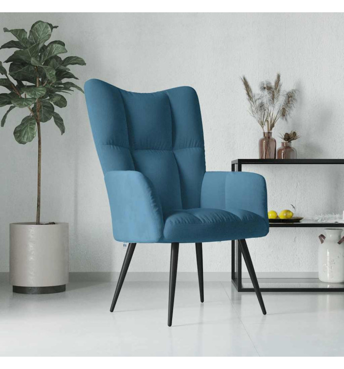 Chaise de relaxation Bleu Velours | Mobilier & Déco