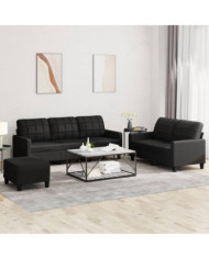 Ensemble de canapés 3 pcs avec coussins Noir Similicuir | Mobilier & Déco