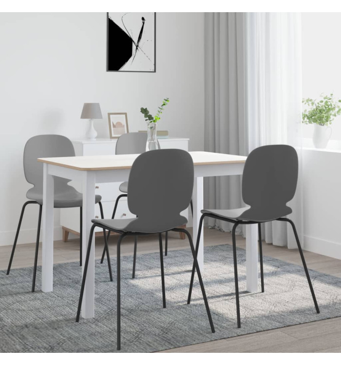 Table à manger Blanc et marron 114x71x75 cm Bois d'hévéa massif | Mobilier & Déco
