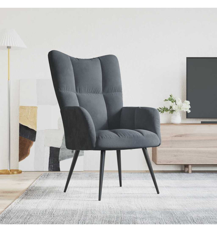 Chaise de relaxation Gris foncé Velours | Mobilier & Déco
