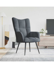 Chaise de relaxation Gris foncé Velours | Mobilier & Déco