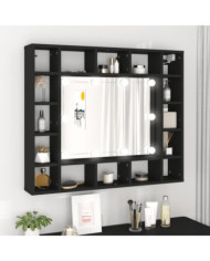 Armoire à miroir à LED noir 91x15x76,5 cm | Mobilier & Déco
