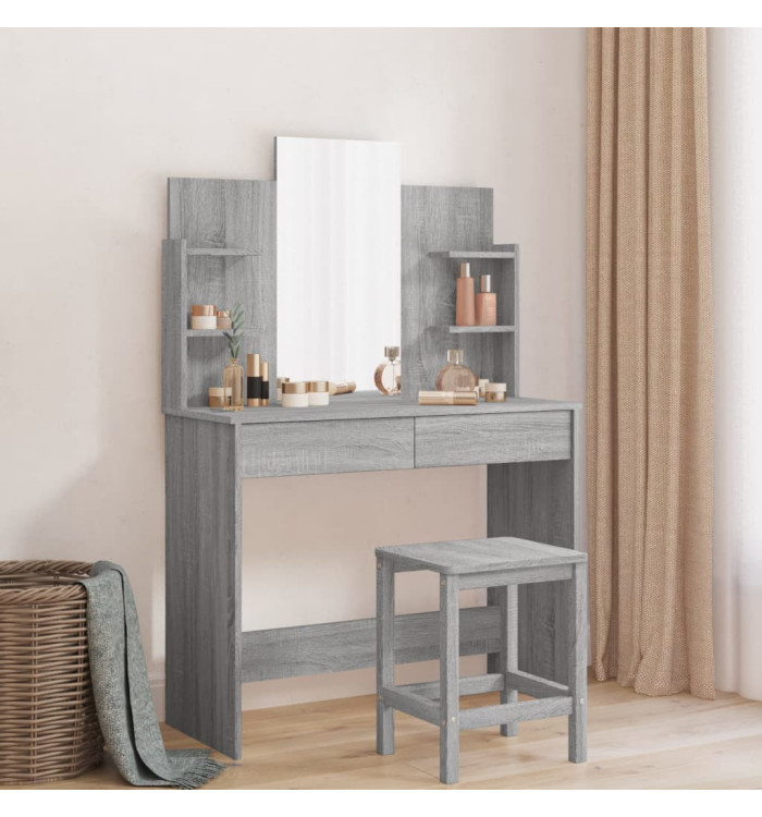 Coiffeuse avec miroir sonoma gris 96x39x142 cm | Mobilier & Déco
