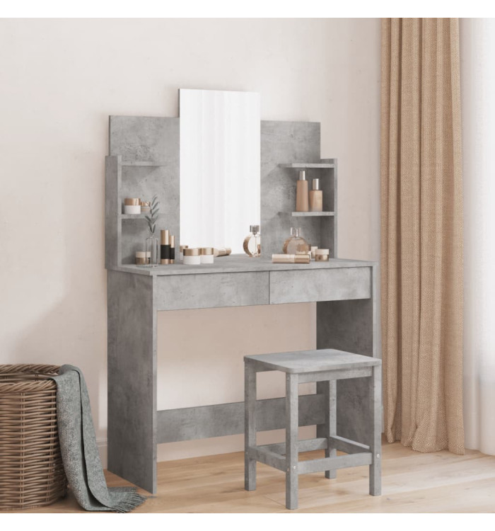 Coiffeuse avec miroir gris béton 96x39x142 cm | Mobilier & Déco