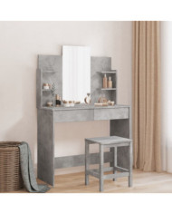 Coiffeuse avec miroir gris béton 96x39x142 cm | Mobilier & Déco