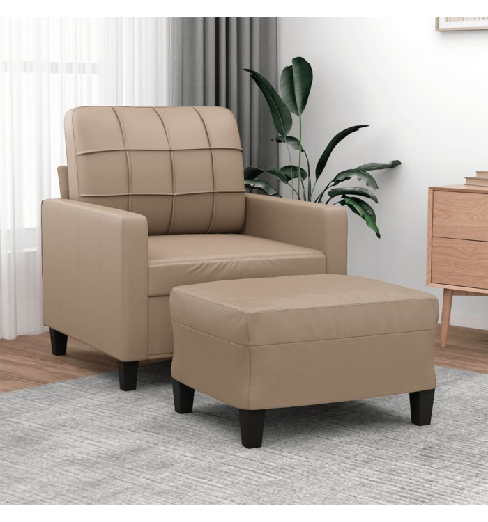 Fauteuil avec repose-pied Cappuccino 60 cm Similicuir | Mobilier & Déco