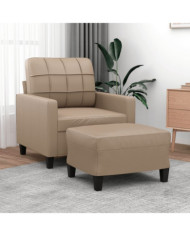 Fauteuil avec repose-pied Cappuccino 60 cm Similicuir | Mobilier & Déco