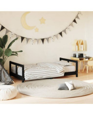 Cadre de lit pour enfant noir 80x160 cm bois de pin massif | Mobilier & Déco