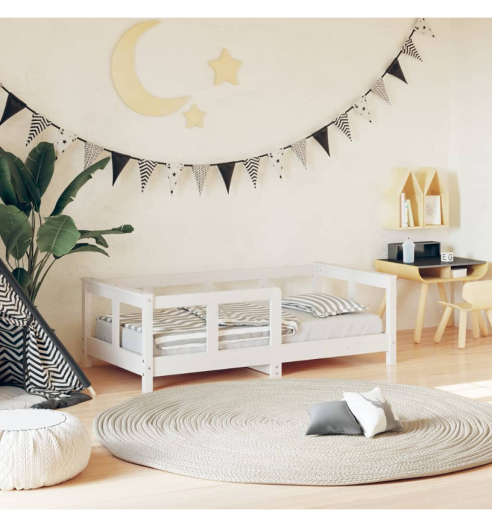 Cadre de lit pour enfant blanc 70x140 cm bois de pin massif | Mobilier & Déco