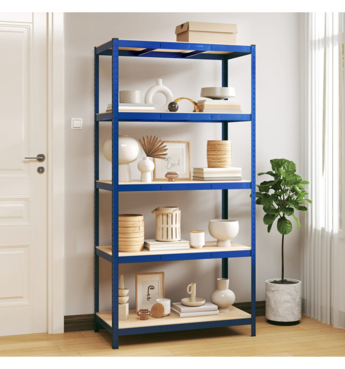 Étagère de rangement à 5 niveaux Bleu Acier et bois ingénierie | Mobilier & Déco