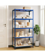 Étagère de rangement à 5 niveaux Bleu Acier et bois ingénierie | Mobilier & Déco
