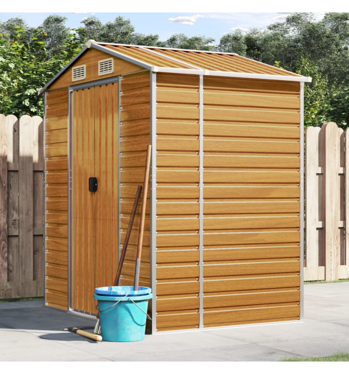Abri de jardin marron clair 191x130x198 cm acier galvanisé | Mobilier & Déco