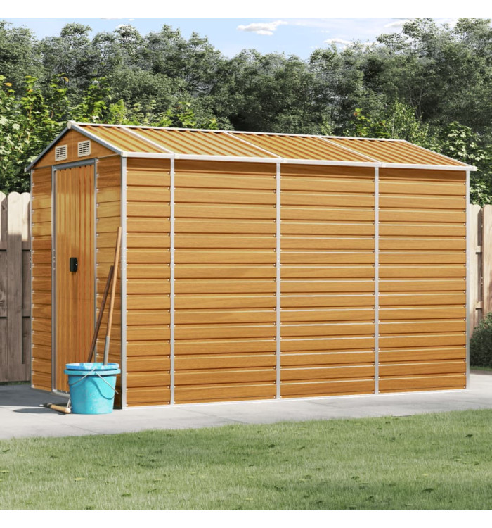 Abri de jardin marron clair 191x300x198 cm acier galvanisé | Mobilier & Déco