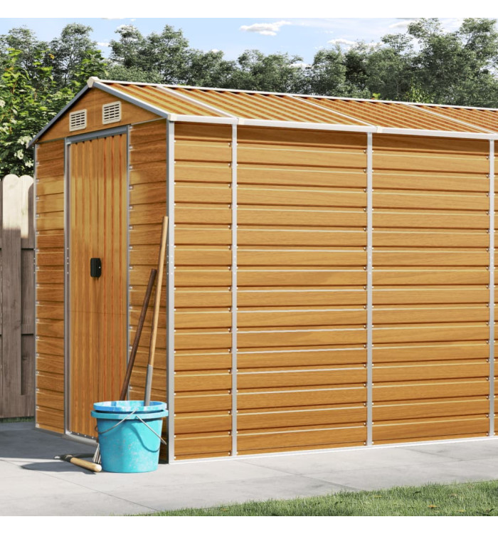 Abri de jardin marron clair 191x725x198 cm acier galvanisé | Mobilier & Déco