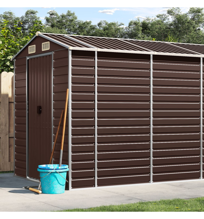 Abri de jardin marron 191x470x198 cm acier galvanisé | Mobilier & Déco