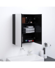 Armoire à miroir de salle de bain 60x15x75 cm MDF Noir brillant | Mobilier & Déco