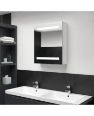 Armoire de salle de bain à miroir LED blanc brillant 50x14x60cm | Mobilier & Déco
