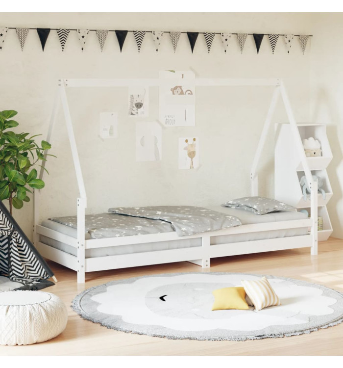 Cadre de lit pour enfants blanc 90x200 cm bois de pin massif | Mobilier & Déco