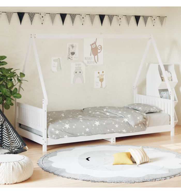 Cadre de lit pour enfants blanc 90x190 cm bois de pin massif | Mobilier & Déco