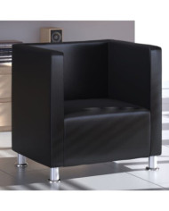 Fauteuil cube noir similicuir | Mobilier & Déco
