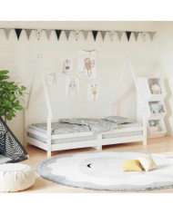 Cadre de lit pour enfant blanc 80x160 cm bois de pin massif | Mobilier & Déco