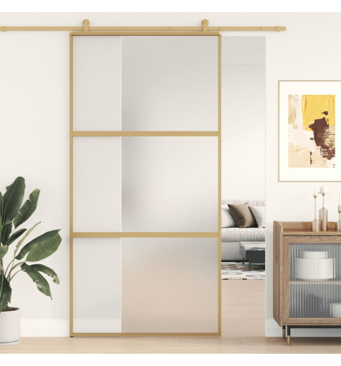 Porte coulissante doré 102,5x205 cm verre ESG dépoli aluminium | Mobilier & Déco