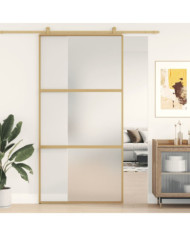 Porte coulissante doré 102,5x205 cm verre ESG dépoli aluminium | Mobilier & Déco