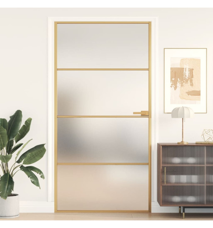 Porte intérieure mince doré verre trempé aluminium | Mobilier & Déco
