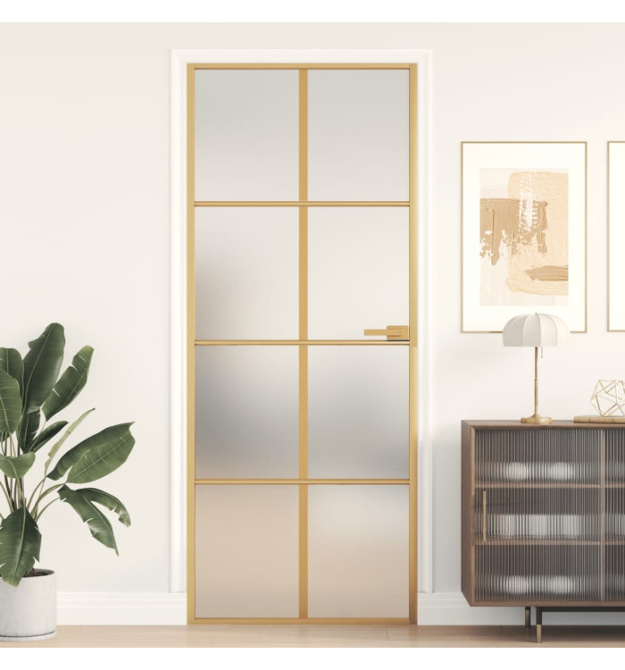 Porte intérieure mince doré 83x201,5 cm verre trempé aluminium | Mobilier & Déco