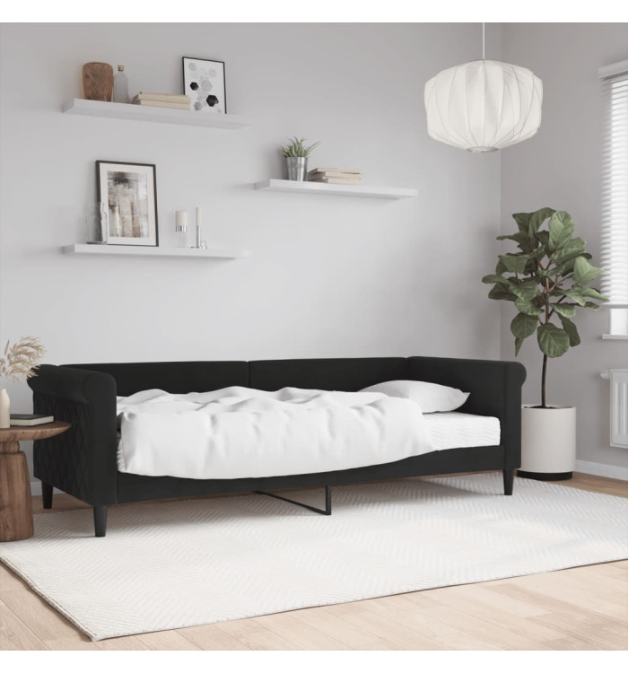 Lit de jour avec matelas noir 80x200 cm velours | Mobilier & Déco