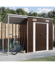 Abri de jardin avec toit prolongé marron 277x110,5x181 cm acier | Mobilier & Déco
