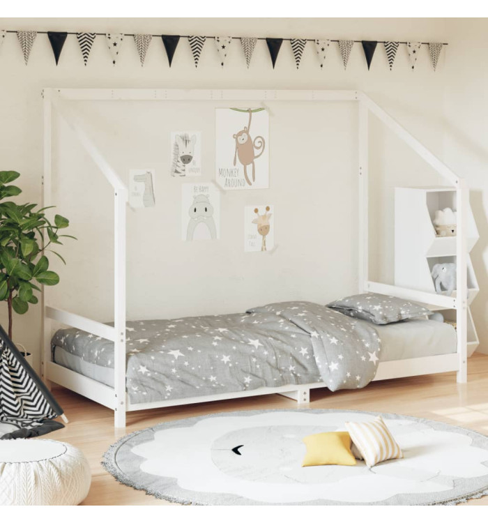 Cadre de lit pour enfants blanc 90x200 cm bois de pin massif | Mobilier & Déco