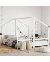Cadre de lit d'enfant blanc 2x(90x200) cm bois de pin massif | Mobilier & Déco