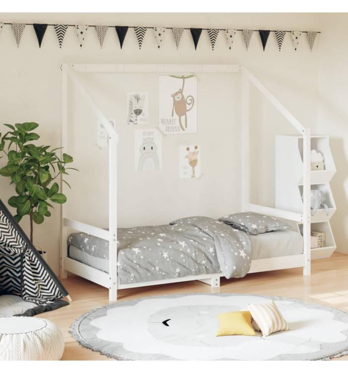 Cadre de lit pour enfant blanc 80x160 cm bois de pin massif | Mobilier & Déco
