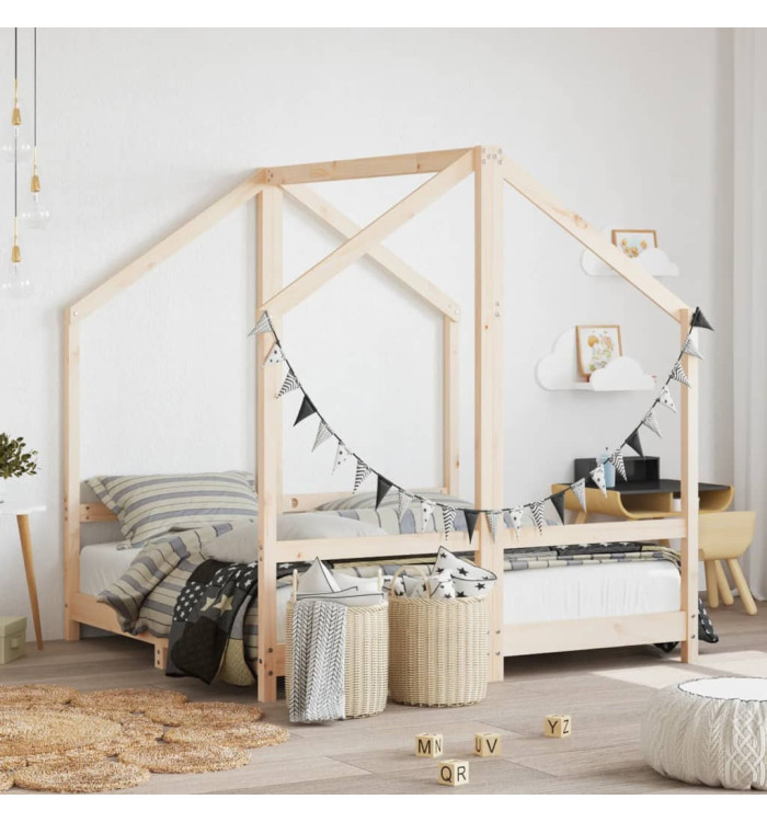 Cadre de lit pour enfant 2x(70x140) cm bois de pin massif | Mobilier & Déco