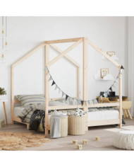 Cadre de lit pour enfant 2x(70x140) cm bois de pin massif | Mobilier & Déco
