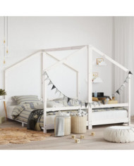 Cadre de lit d'enfant blanc 2x(90x190) cm bois de pin massif | Mobilier & Déco