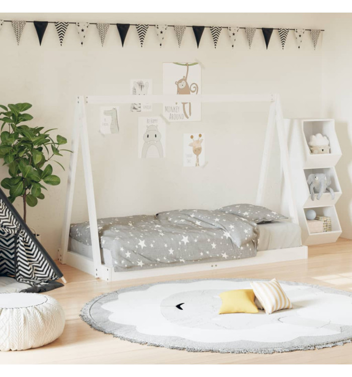 Cadre de lit pour enfant blanc 80x160 cm bois de pin massif | Mobilier & Déco