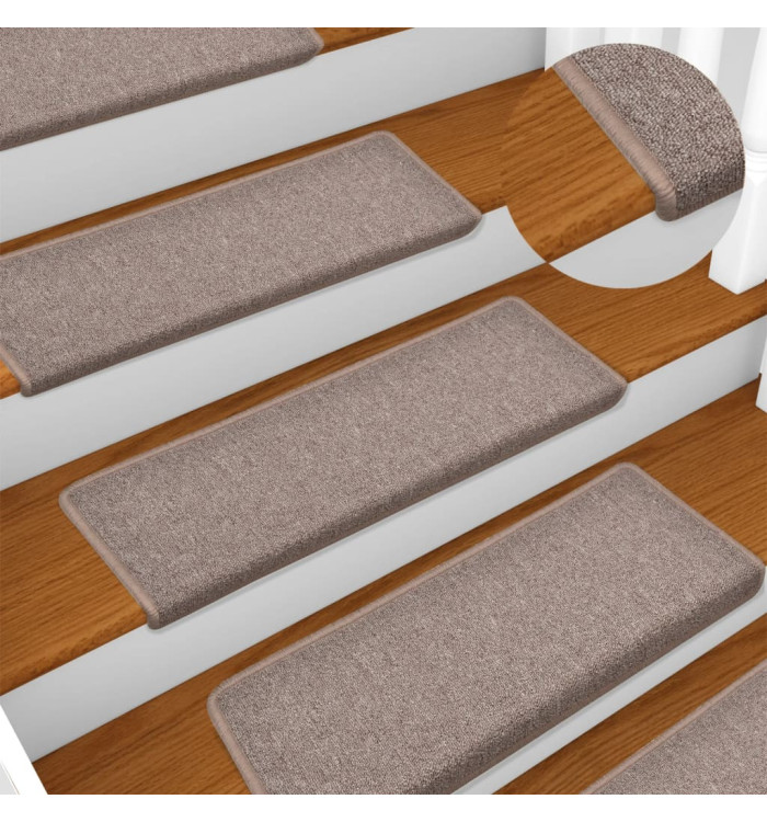 Tapis d'escalier 15 pcs 65x21x4 cm Marron clair | Mobilier & Déco