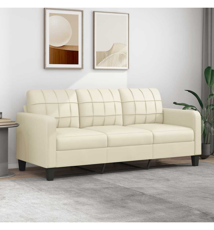 Canapé à 3 places Crème 180 cm Similicuir | Mobilier & Déco