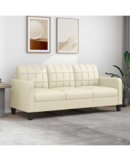 Canapé à 3 places Crème 180 cm Similicuir | Mobilier & Déco