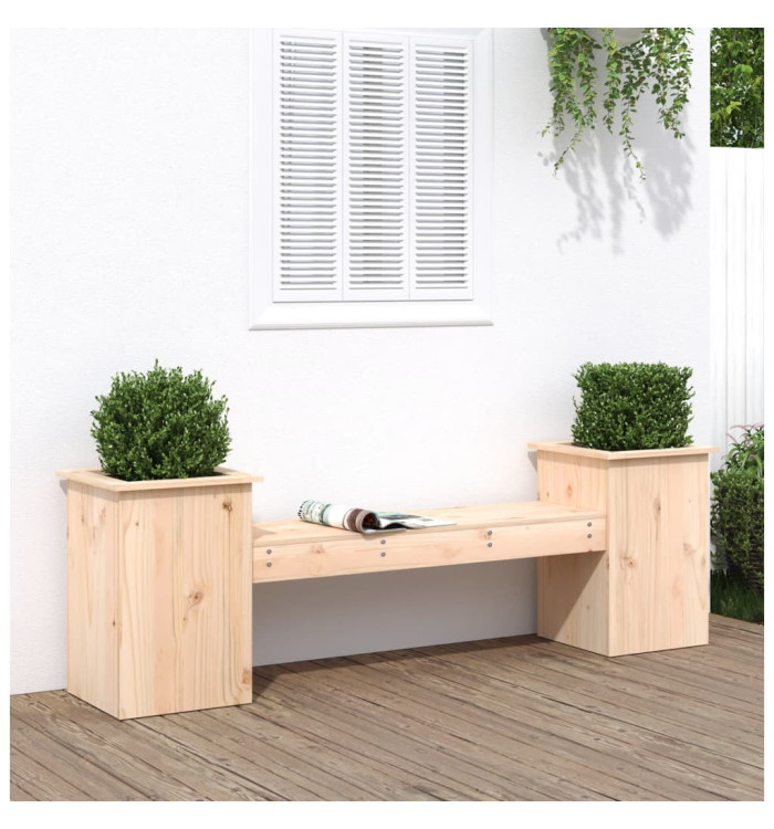 Banc avec jardinières 184,5x39,5x56,5 cm bois massif de pin | Mobilier & Déco