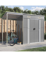 Abri de jardin avec toit prolongé gris clair 277x110,5x181 cm | Mobilier & Déco