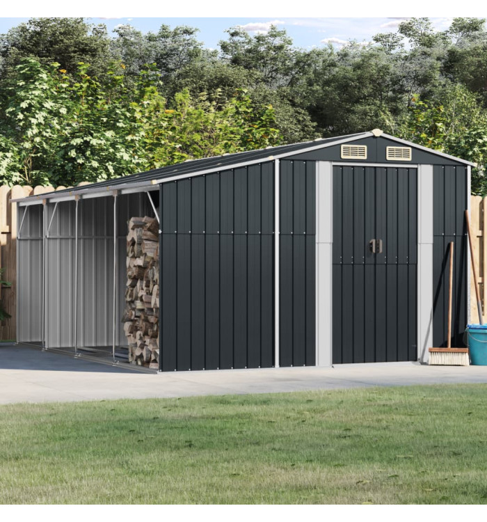 Abri de jardin anthracite 277x365,5x179 cm acier galvanisé | Mobilier & Déco