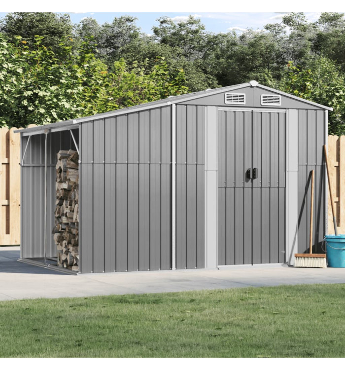 Abri de jardin gris 277x192,5x179 cm acier galvanisé | Mobilier & Déco