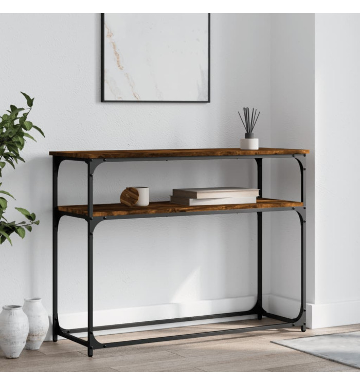 Table console chêne fumé 100x35,5x75 cm bois d'ingénierie | Mobilier & Déco