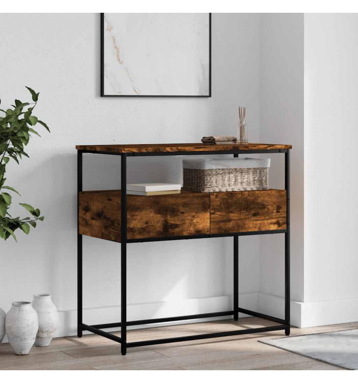 Table console chêne fumé 75x40x75 cm bois d'ingénierie | Mobilier & Déco