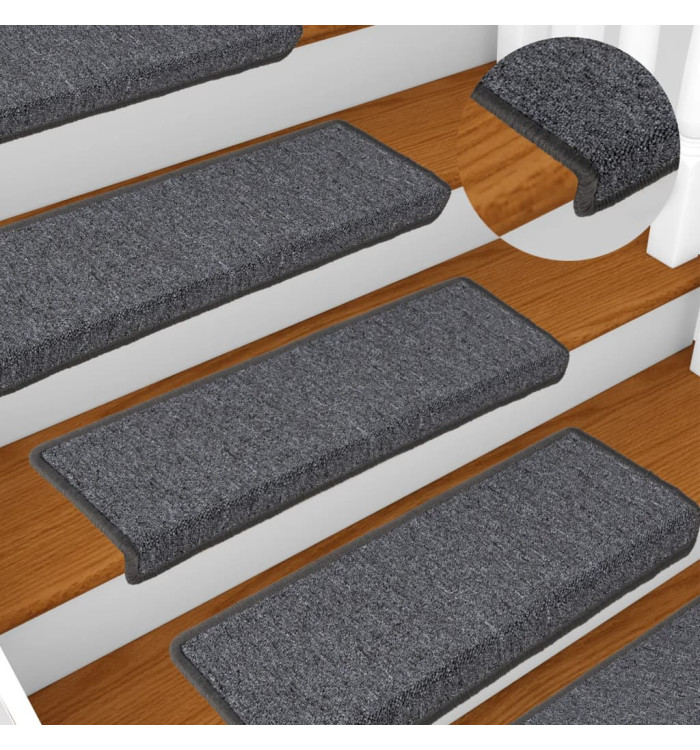 Tapis d'escalier 15 pcs 65x21x4 cm Gris et noir | Mobilier & Déco
